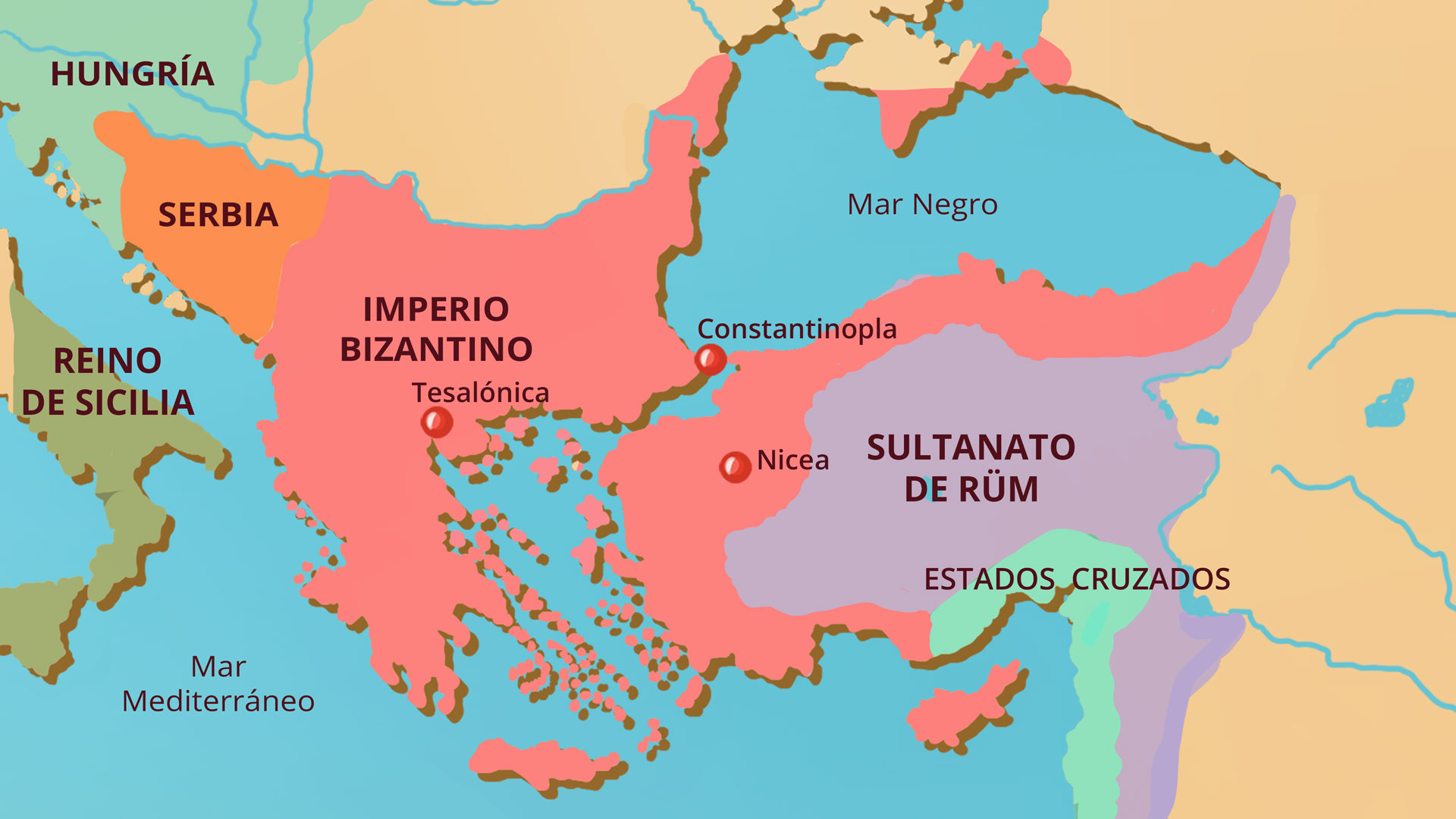 Imperio Bizantino y los estados cruzados después de la primera cruzada