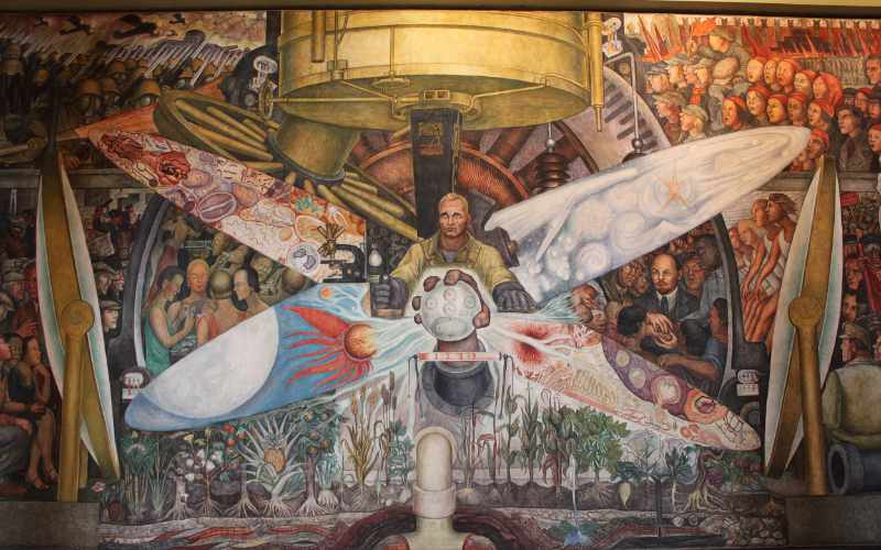 Detalle de la pintura mural El Hombre en la Encrucijada de Diego Rivera, Palacio de Bellas Artes, México D.F. (1934)