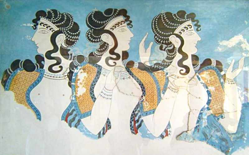 Pintura mural del Palacio minoíca del Palacio Knossos, Creta  