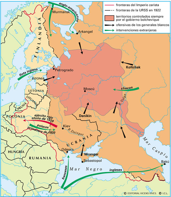 Mapa de la guerra civil rusa