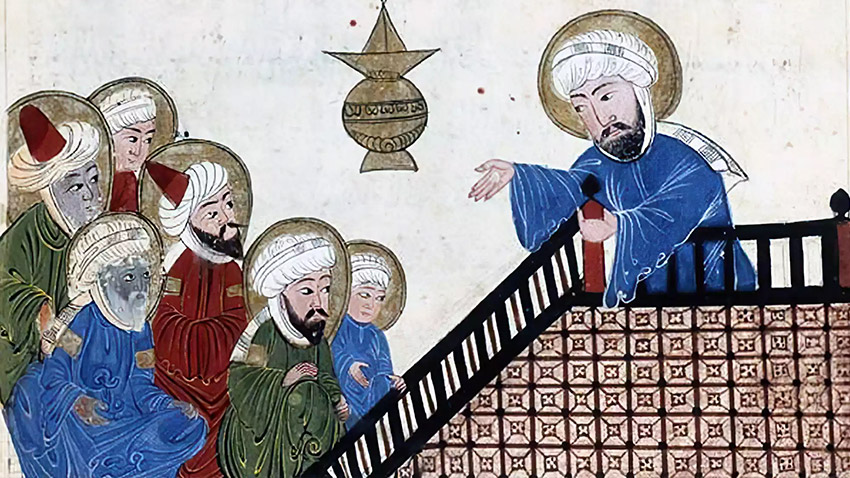Mahoma predicando el Corán en La Meca