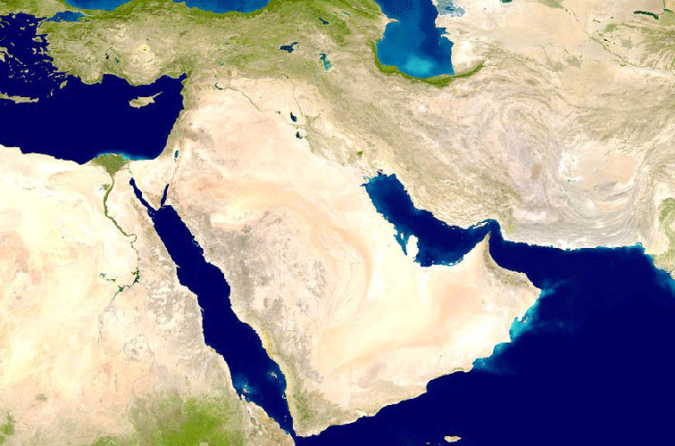 Península arábiga, imagen de satélite